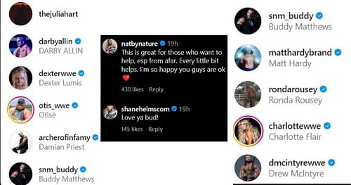 Various stars reacted to Adam Copeland's Instagram post with likes and comments. [Image credits: Adam's official Instagram handle]