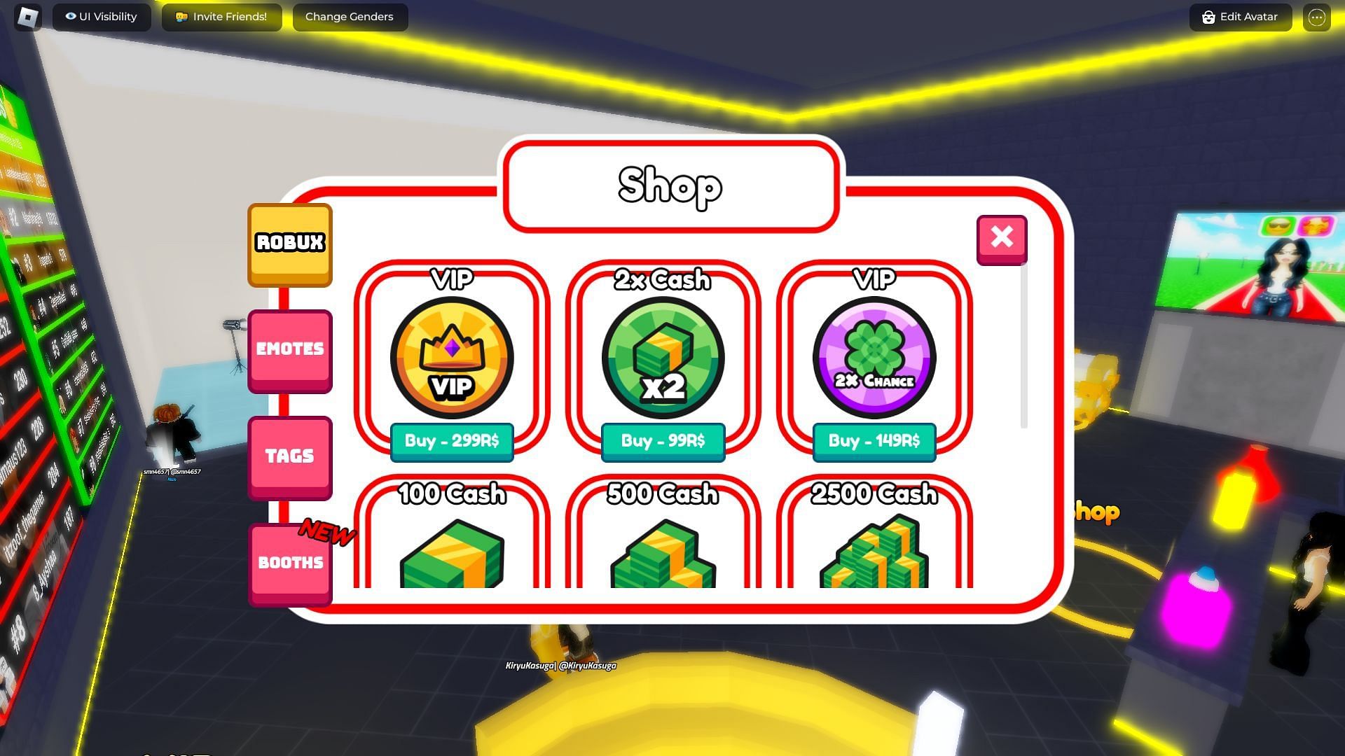 In-game shop (Image via Roblox)