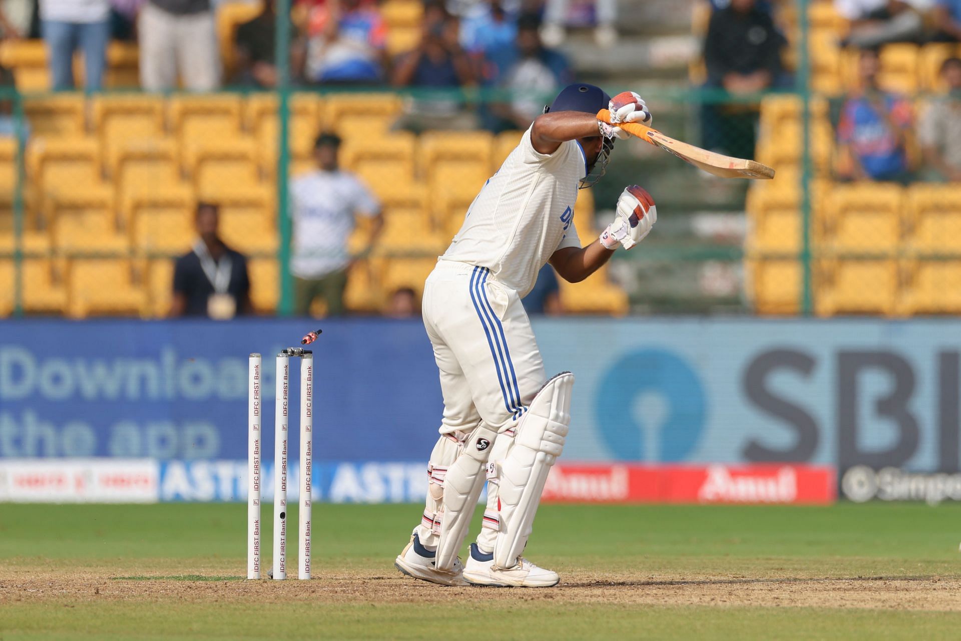 India suffered a collapse after Sarfaraz Khan's dismissal. [P/C: Getty]