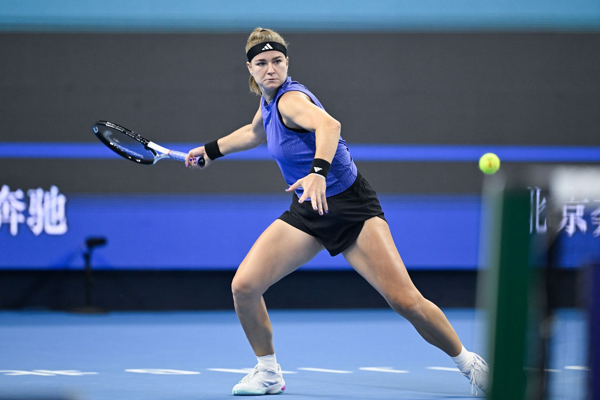 Muchova plays a forehand in the 2024 China Open - Day 13 - Source: Getty