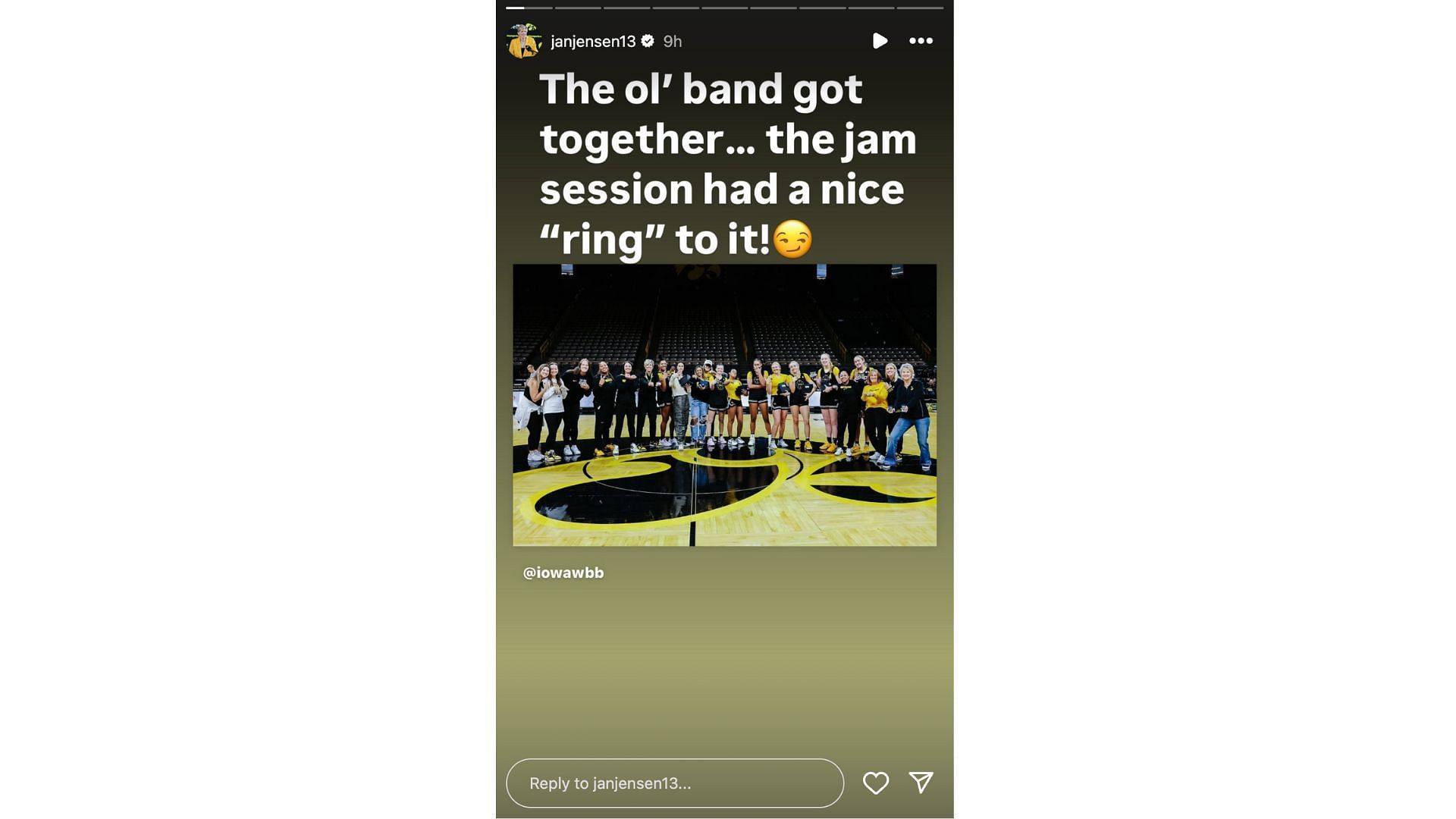 Iowa coach Jan Jensen story (Credit: Instagram/@janjensen13)