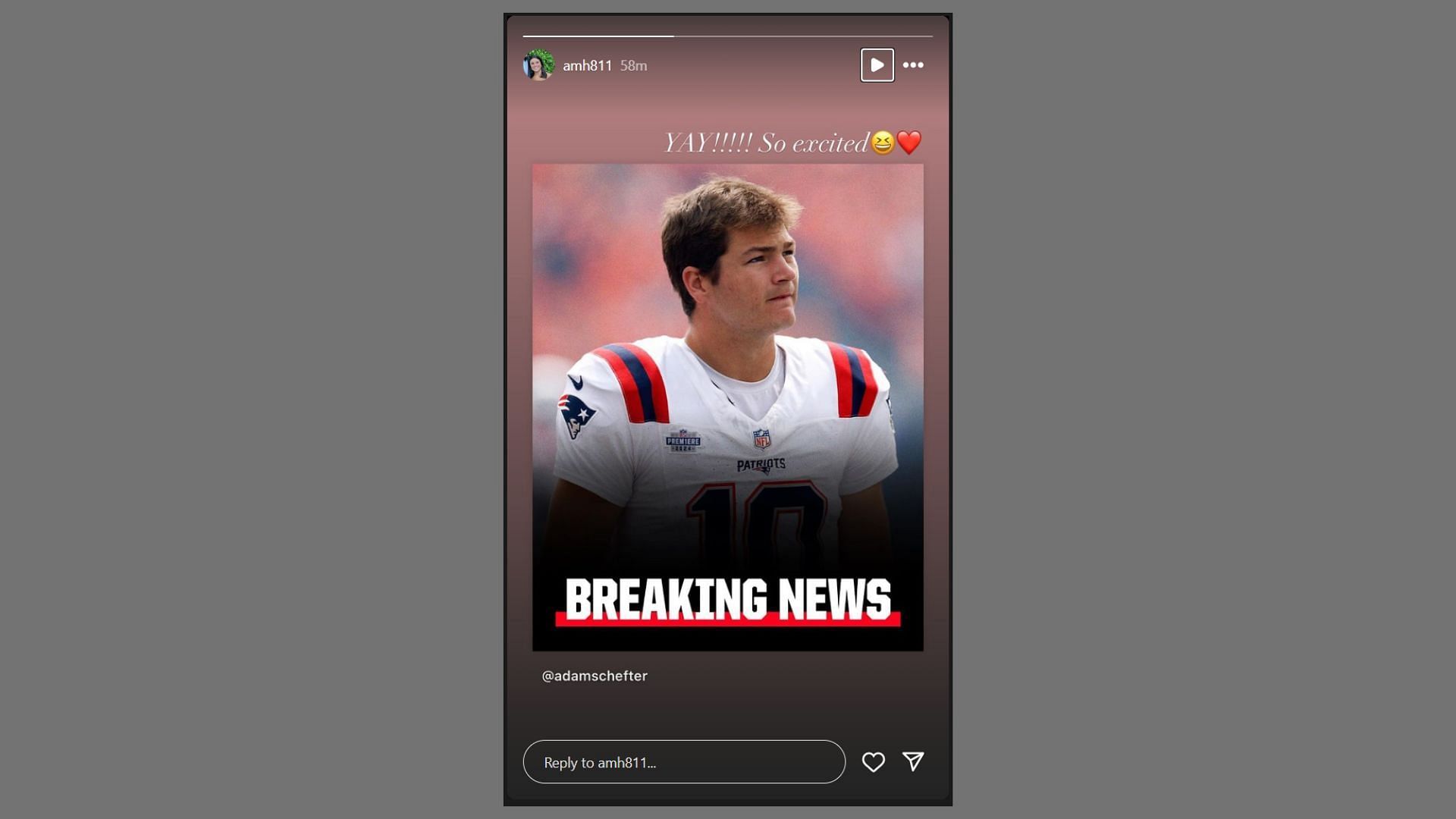 Drake Maye's girlfriend Ann Hud hyped as rookie lands Patriots starting QB job (Image Source: instagram.com/amh811)