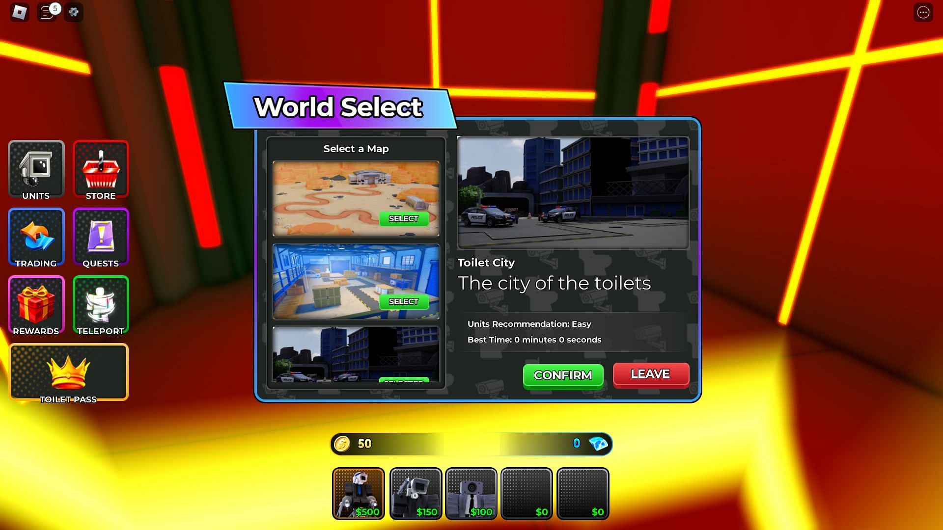 Toilet Legacy Defense offers different game modes (Image via Roblox)