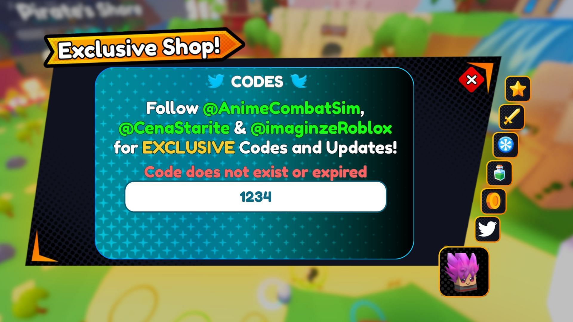 Anime Slashing Simulator invalid code issue (Image via Roblox)