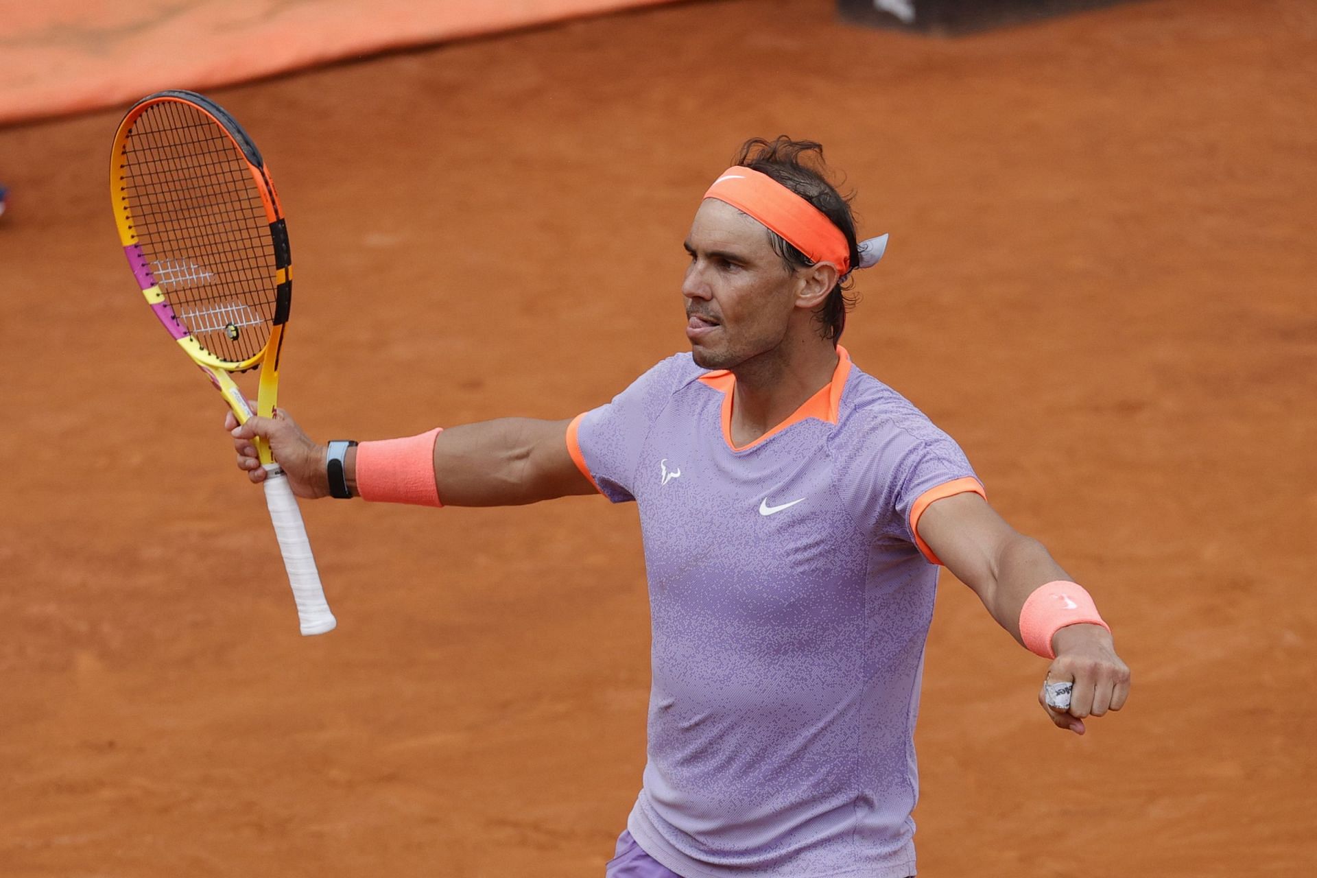 Rafael Nadal fotografiado durante su partido contra Zizou Bergs en el Abierto de Italia de 2024. - Fuente de la imagen: Getty