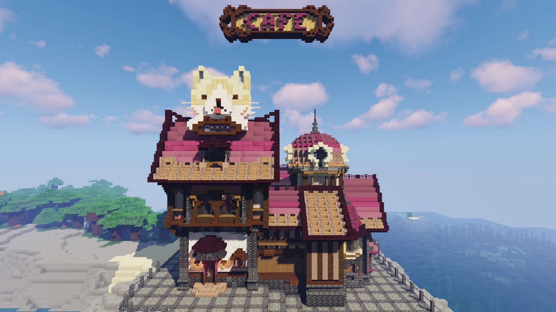 Un café pour chats dans Minecraft est une idée adorable (Image via u/Vant9bot/Reddit)