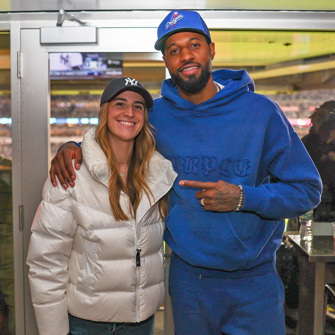 Sabrina Ionescu and Paul George (credit: MLB/X)