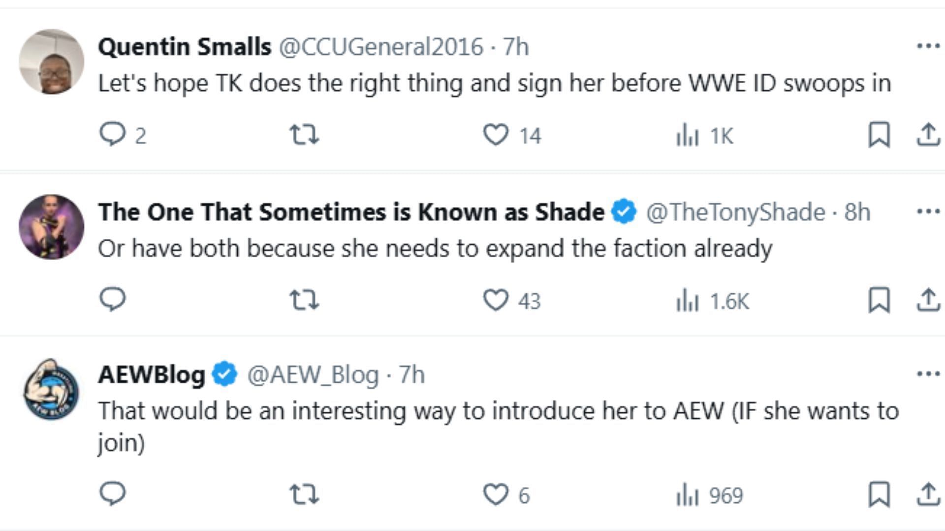 Fans want Megan Bayne to sign for AEW. (Image credits: X)