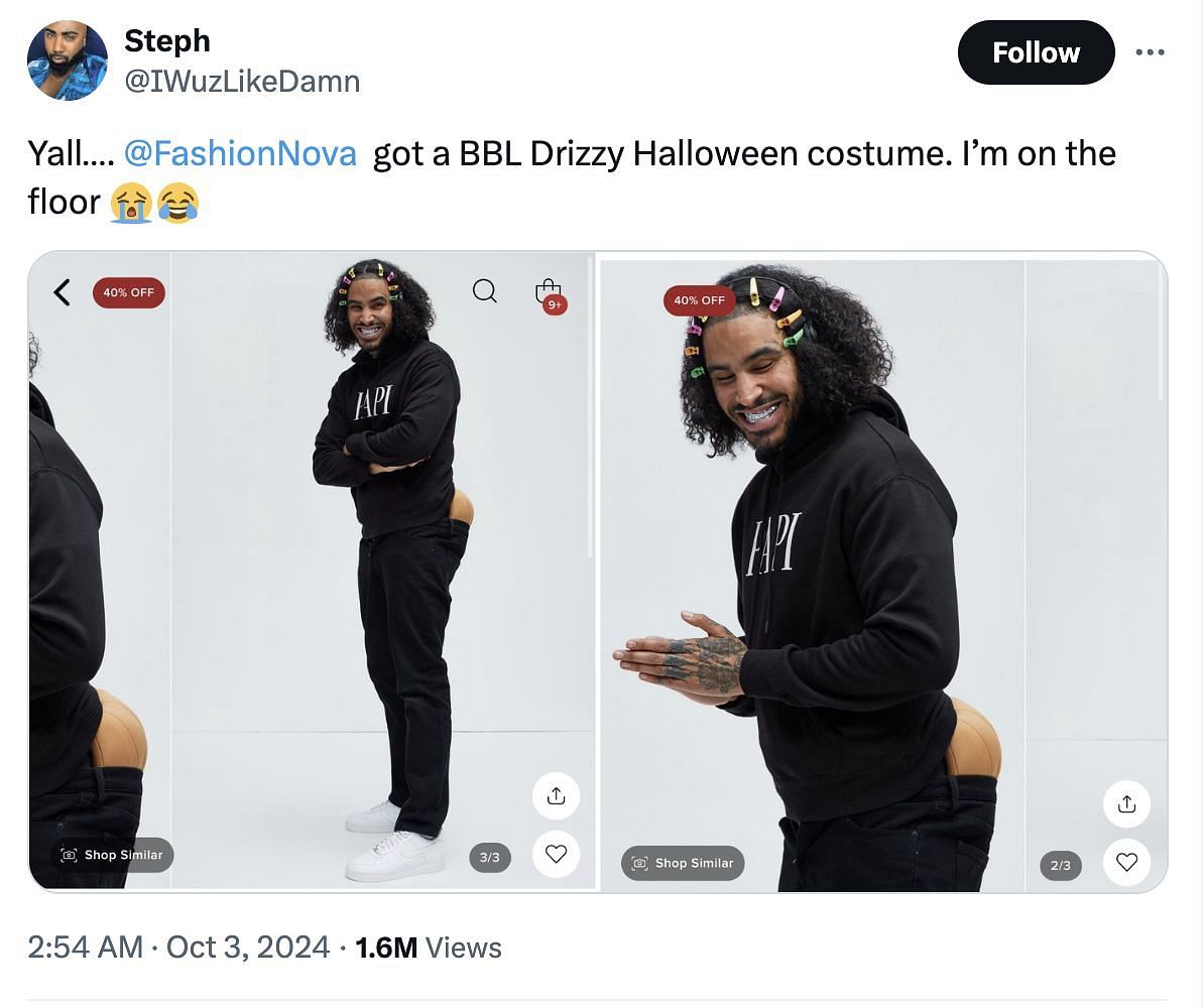 X users comment on Fashion Nova&#039;s recent Halloween launch. (Image via X)