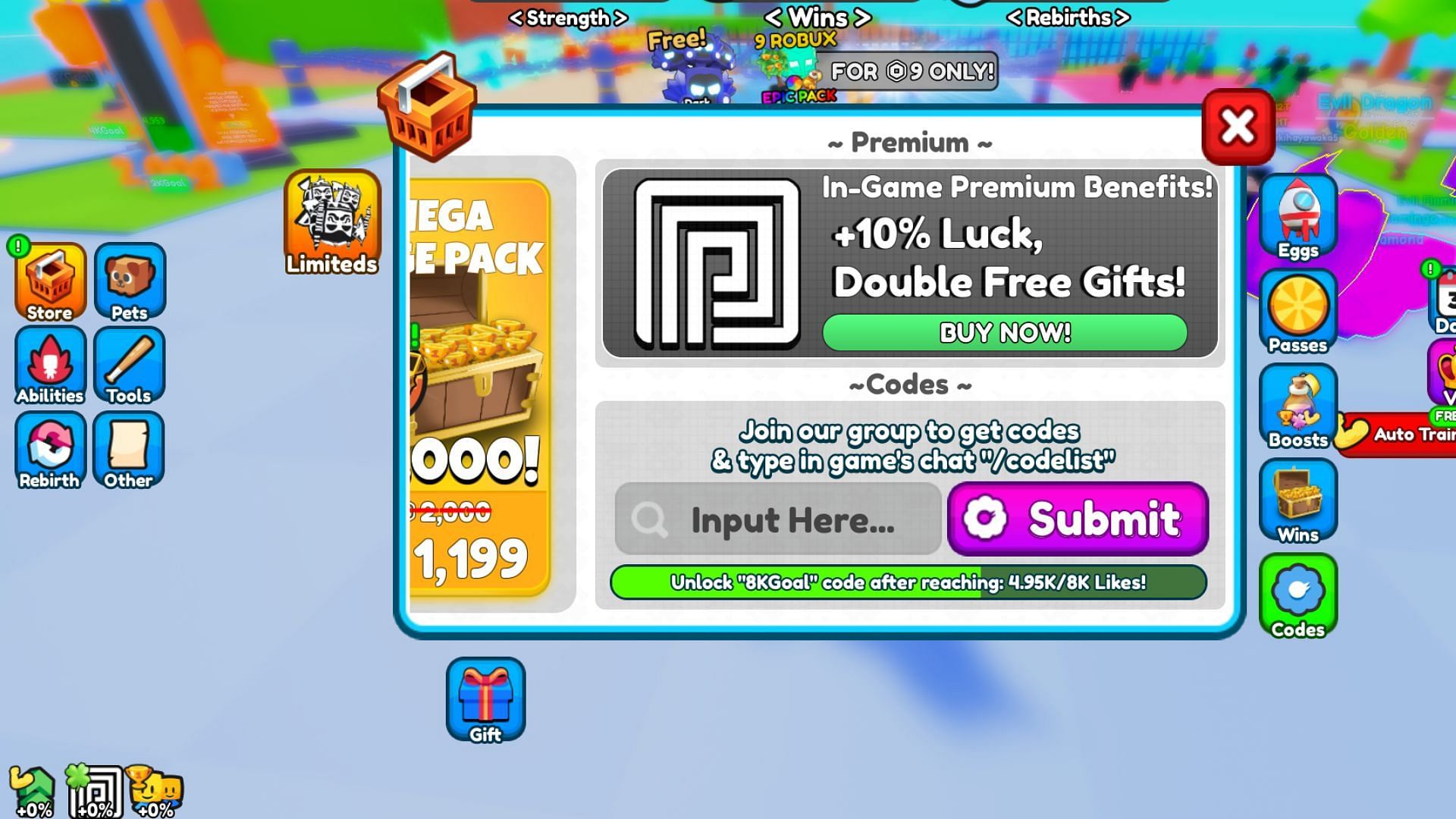 Redeem codes in Strongest Slap Simulator (Image via Roblox)