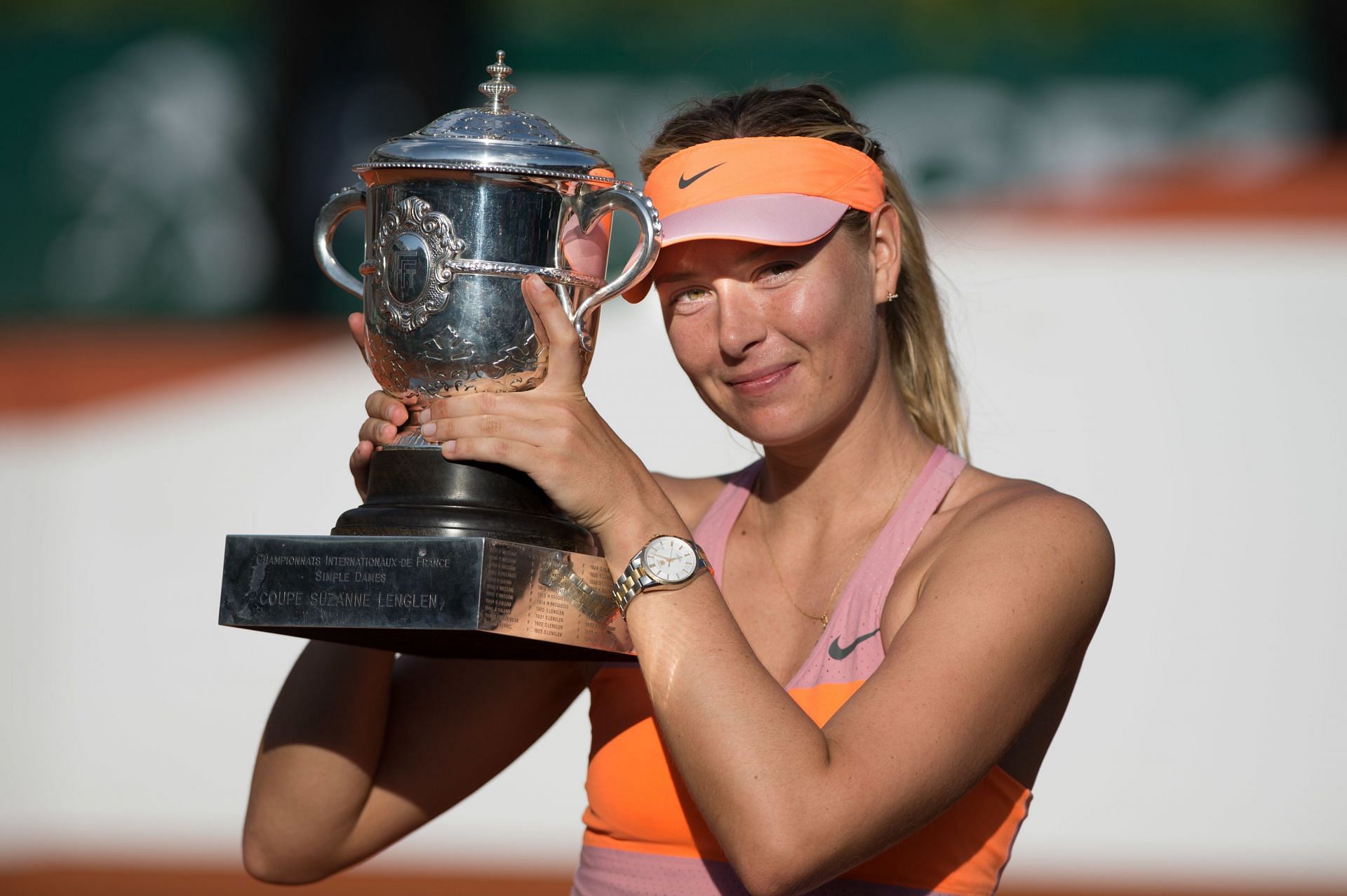 Maria Sharapova with the 2014 French Open trophy [Source: Getty]