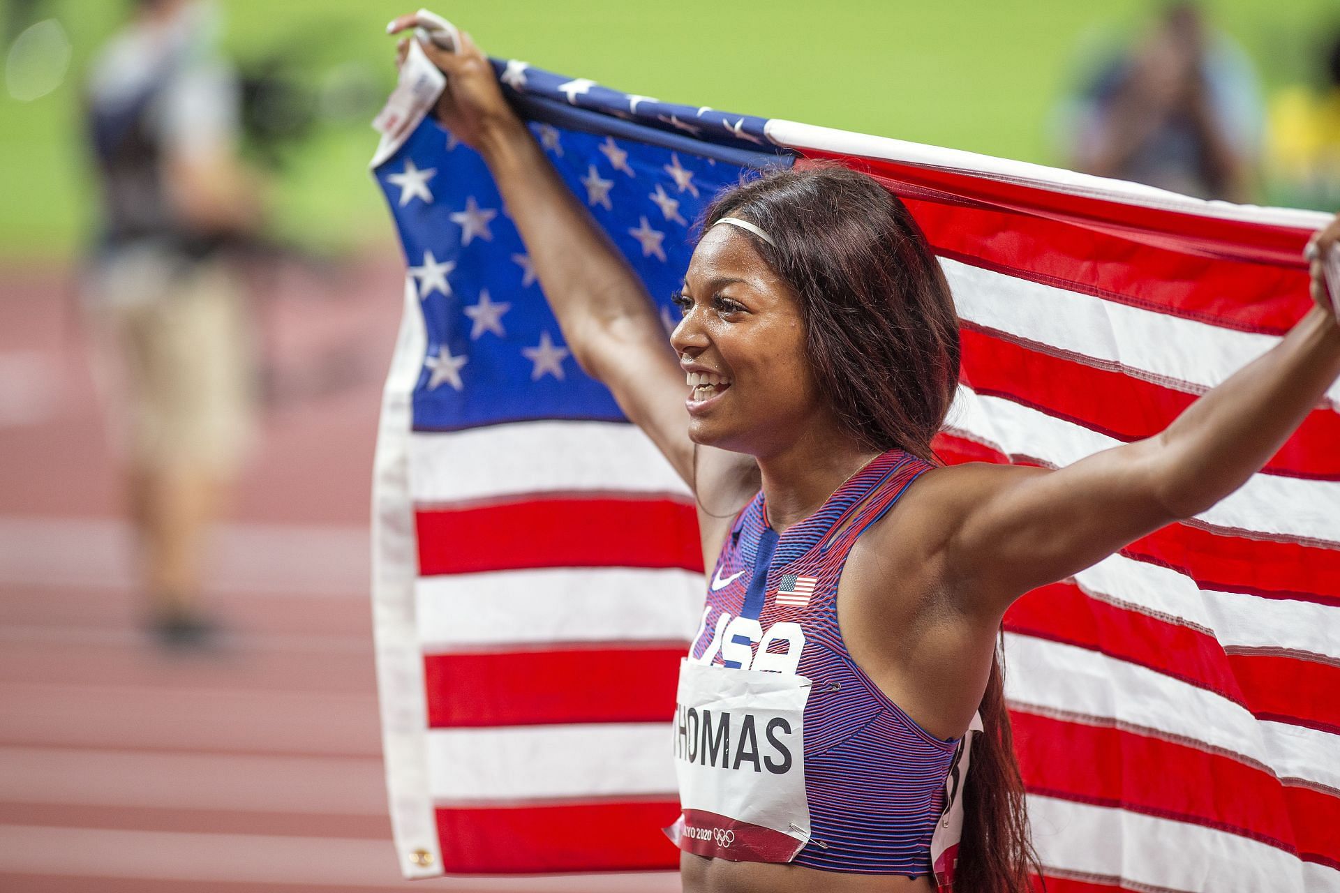 Thomas after winning the 200m bronze medal at the 2020 Olympics in Tokyo (Image via: Getty Images)