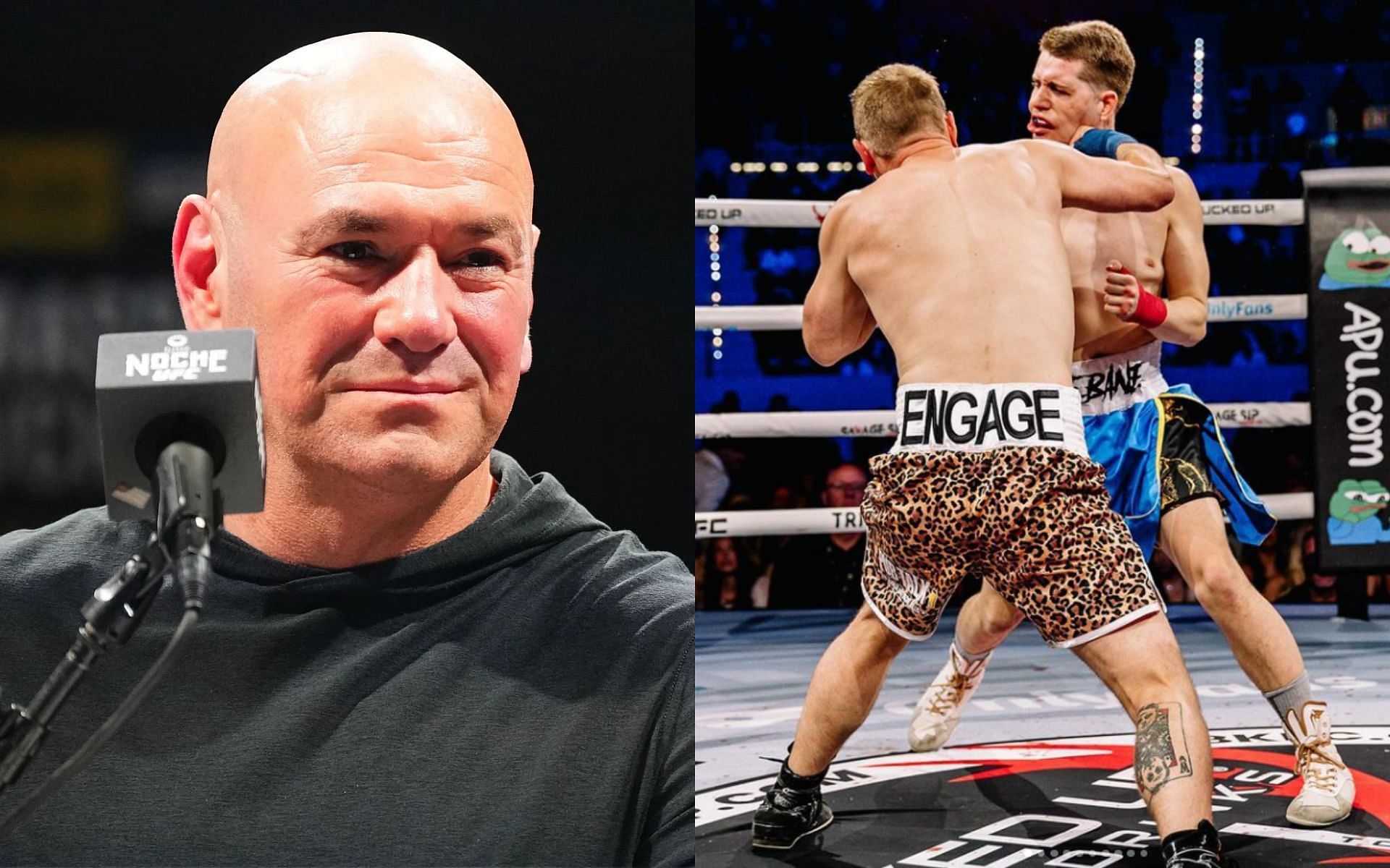 Dana White (left) plays coy about how he watched the Bare Knuckle FC fight featuring Oscar Willis and Ben Davis (right) [Images courtesy: Getty Images, @oscarwillis on Instagram]