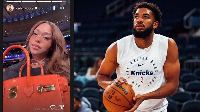 Karl-Anthony Towns' girlfriend Jordyn Woods delivers resounding fashion statement with $29,900 Hermes Birkin bag on 1st night at MSG
