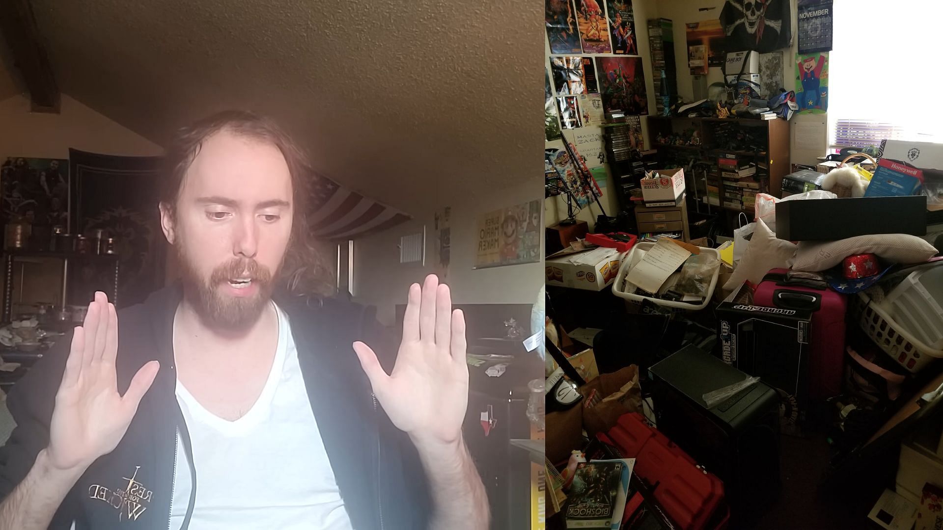 Asmongold to clean part of his house (Image via Asmongold TV/YouTube, @asmongold/X)