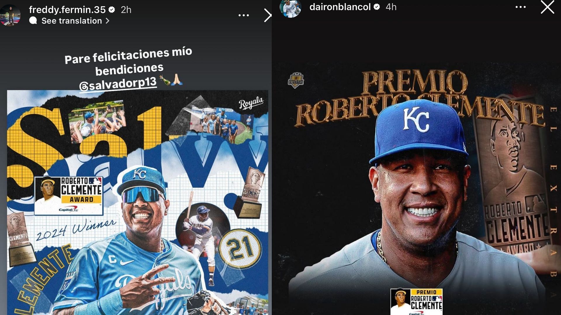 Perez&#039;s teammates Freddy Fermin and Dairon Blanco shared congratulatory posts (Photo Source: @freddy.fermin.35/@darionblancol)