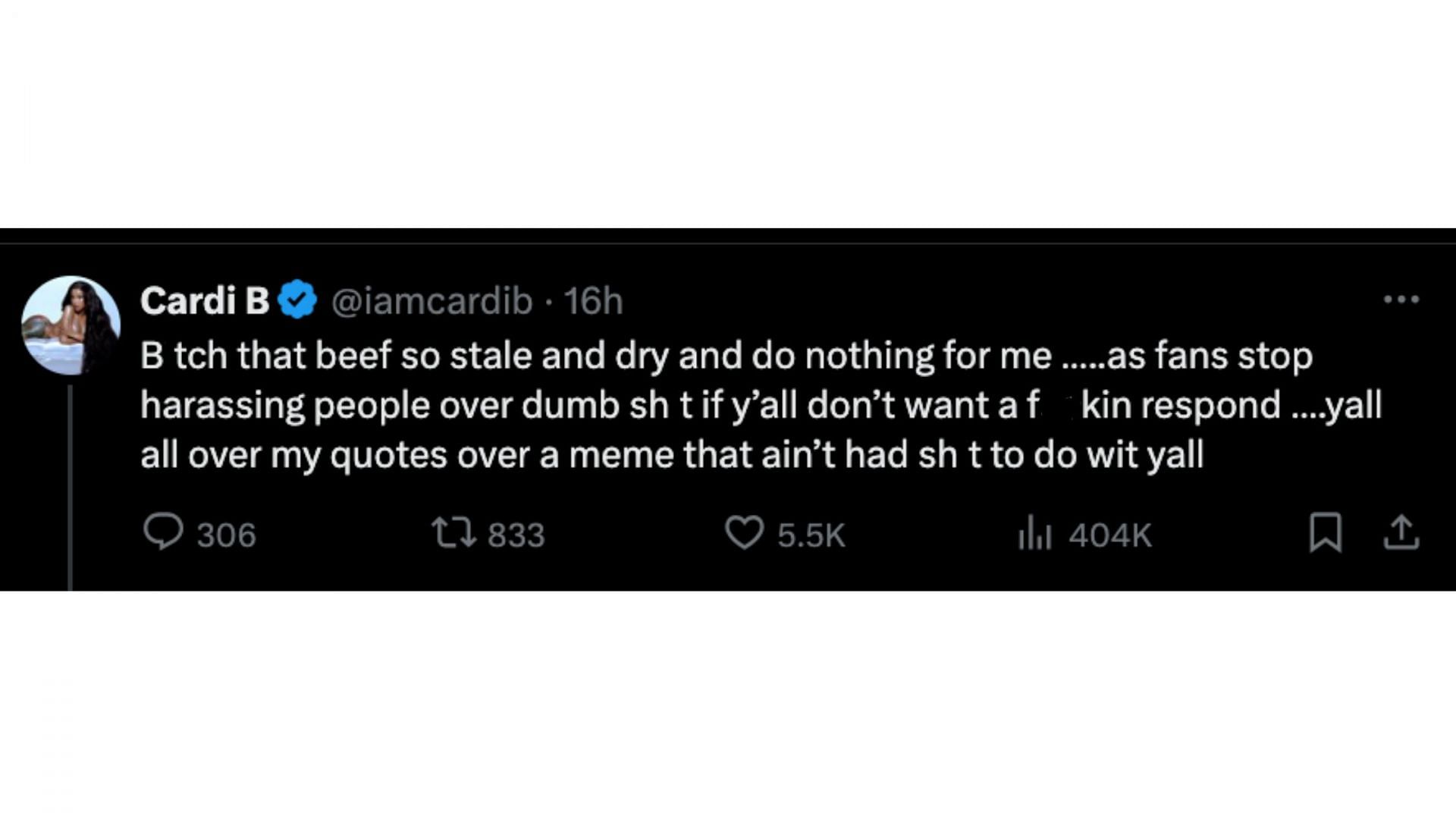 Cardi responded on X (Image via X/@iamcardib)