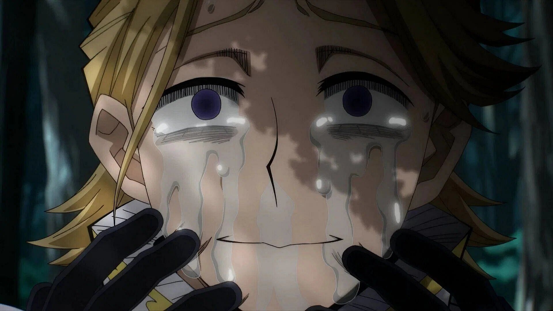 Aoyama crying as he is discovered as the UA traitor (Image via Bones).