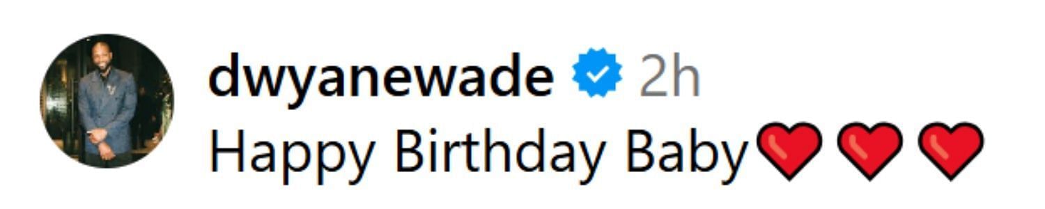 Dwyane Wade greets his wife a Happy Birthday. (Photo: Screengrabbed from Gabrielle Union's IG post)