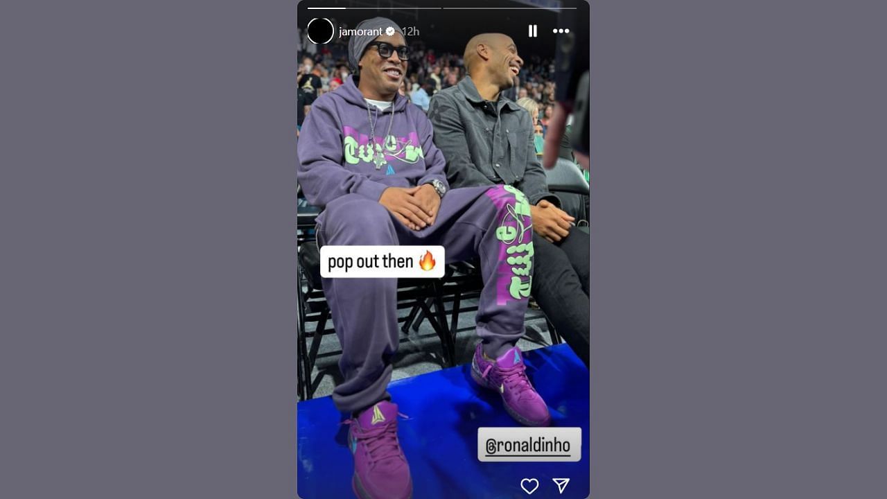 Ja Morant shares a picture of Ronaldinho debuting his unreleased sneaker. (Credits: @jamorant/Instagram)