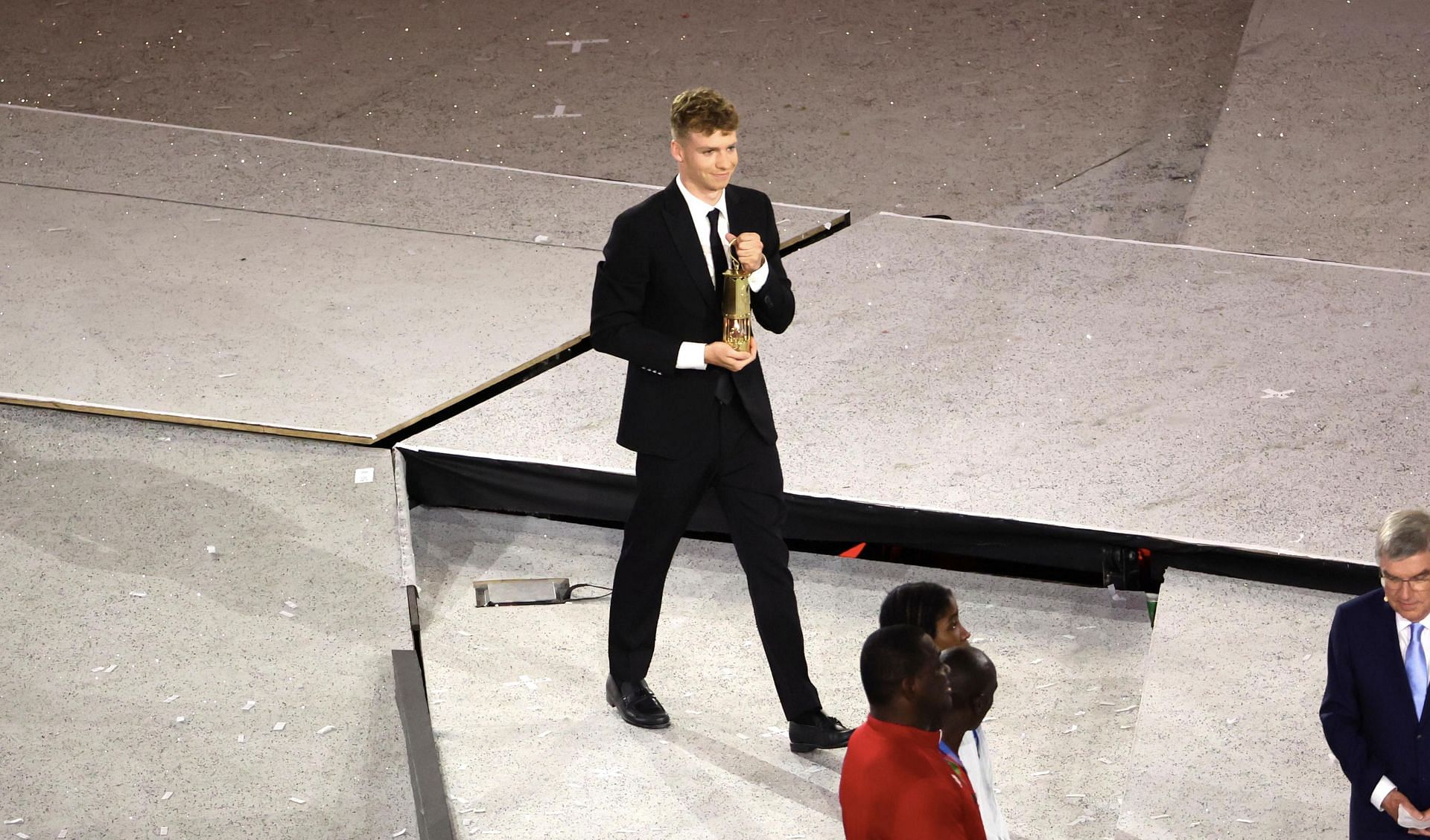 Leon Marchand during the closing ceremony at the 2024 Paris Olympics (Image Source: Getty)