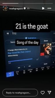 Noah Gragson's Instagram story (@noahgragson)