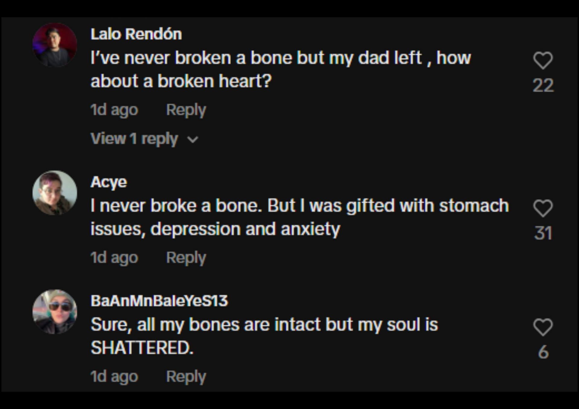 Netizens react to the never have broken a bone trend (Image via TikTok)