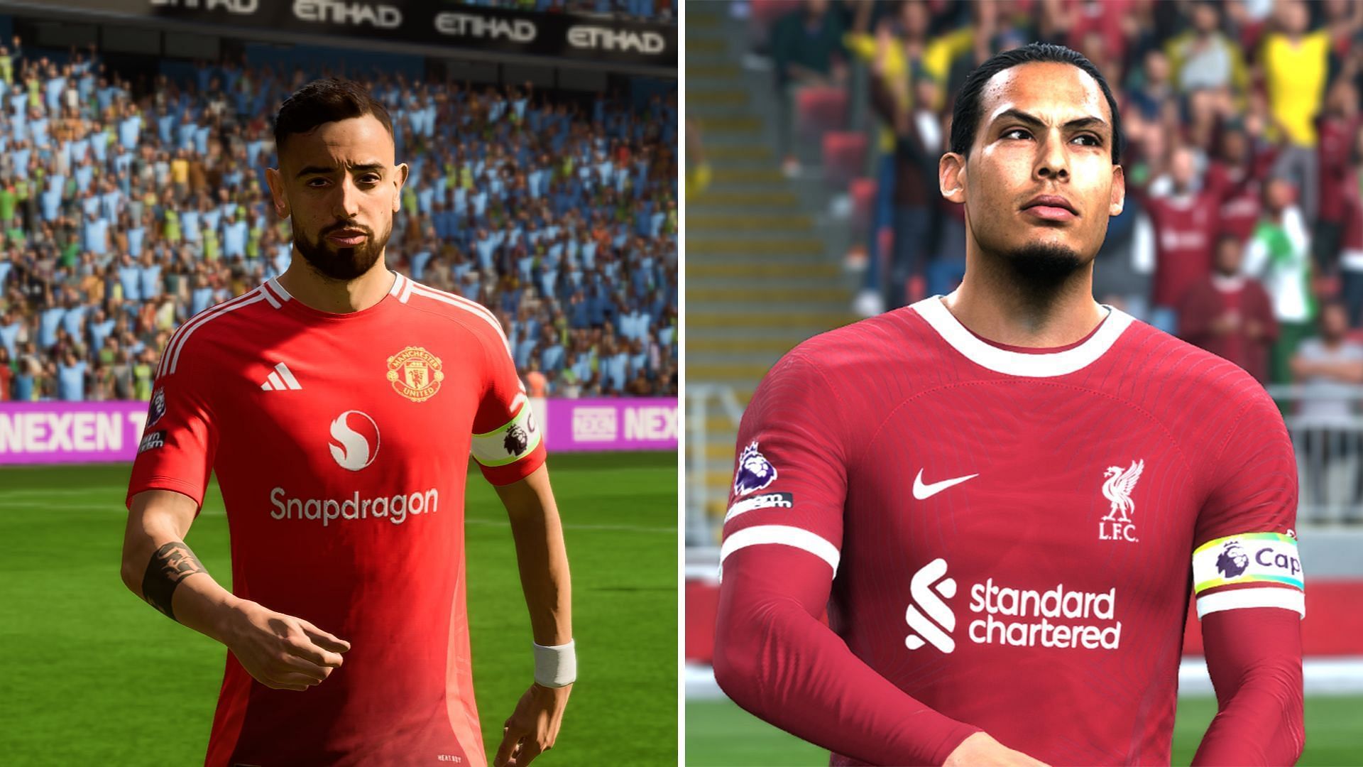 Bruno Fernandes and Virgil Van Dijk are the captains of Man Utd and Liverpool squad in EA FC 25 (Image via EA Sports)