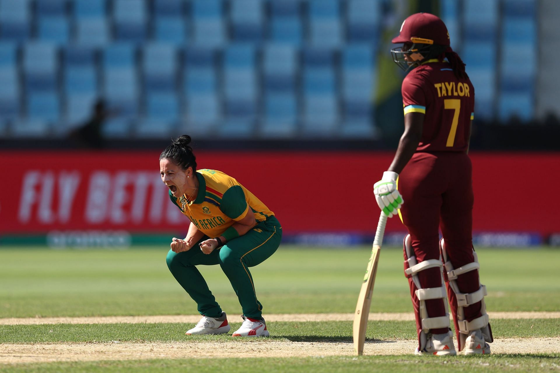 Marizanne Kapp (left) toyed with the Windies' batters to set the stage for the other Proteas bowlers to make merry.