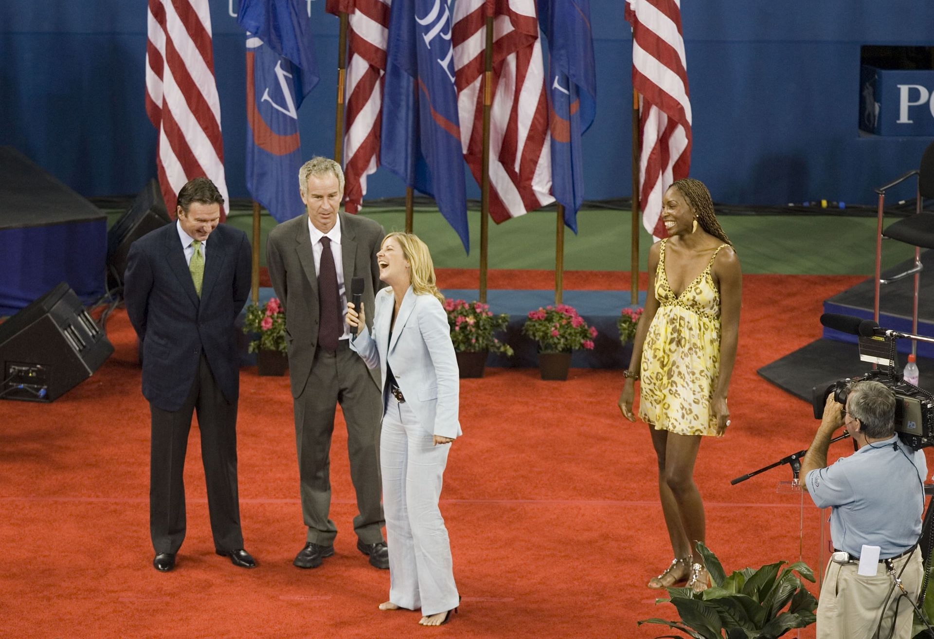 Jimmy Connors and John McEnroe during a ceremony at US Open 2006