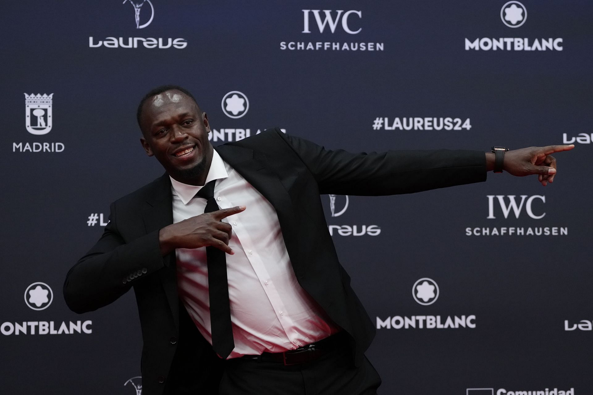 2024 Laureus World Sports Awards Madrid - Usain Bolt does his iconic celebration (Photo-Getty)