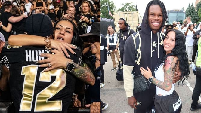 WATCH: Travis Hunter and fiancée Leanna Lenee share heartwarming kiss amid Cincinnati clash