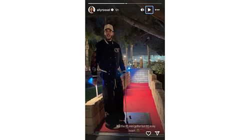 Lonzo Ball prepares to take a putt at a mini golf course. Photo Credit: Ally Rossel's IG account.