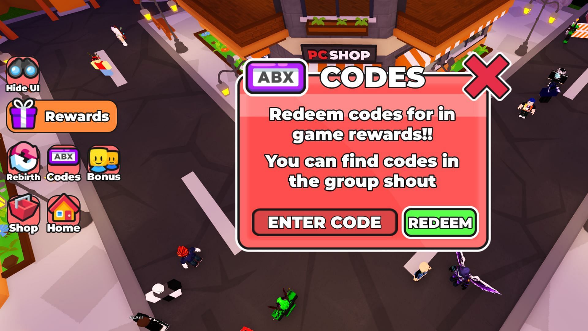 Redeem codes in Sell Gaming PCS and Prove Mom Wrong (Image via Roblox)