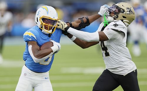 Joshua Palmer (left) during Chargers v Saints - Source: Getty