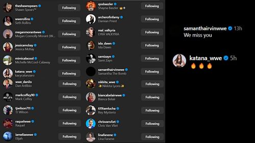Screenshots of stars' likes and comments on Becky Lynch's post. [Image credits: Lynch's Instagram handle]