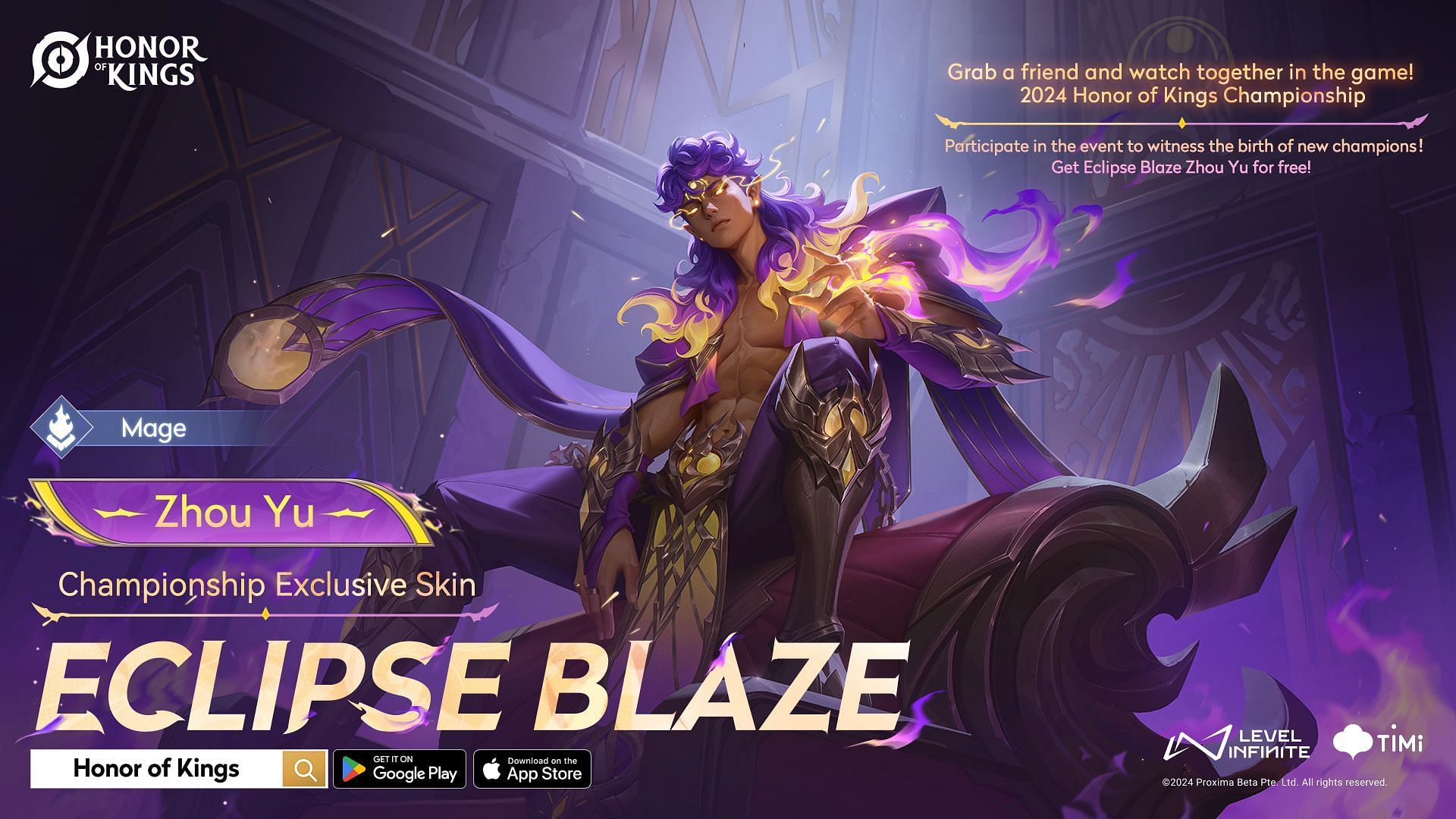 Zhou Yu - Eclipse Blaze skin Honor of Kings Championship 2024 (Image via Level Infinite)