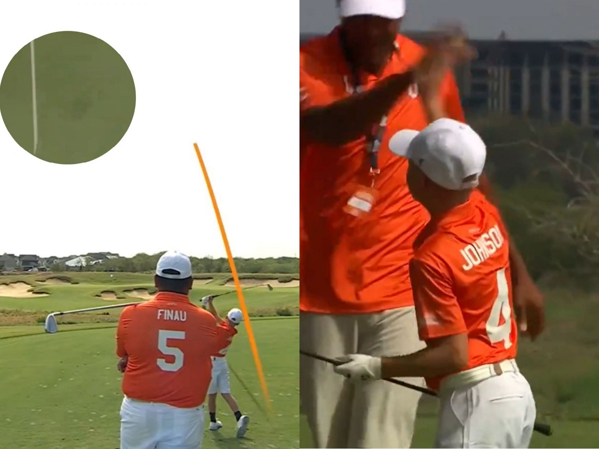 Tony Finau celebrates the slam dunk by a 12 year old golfer (Image via x@PGAJrLeague)