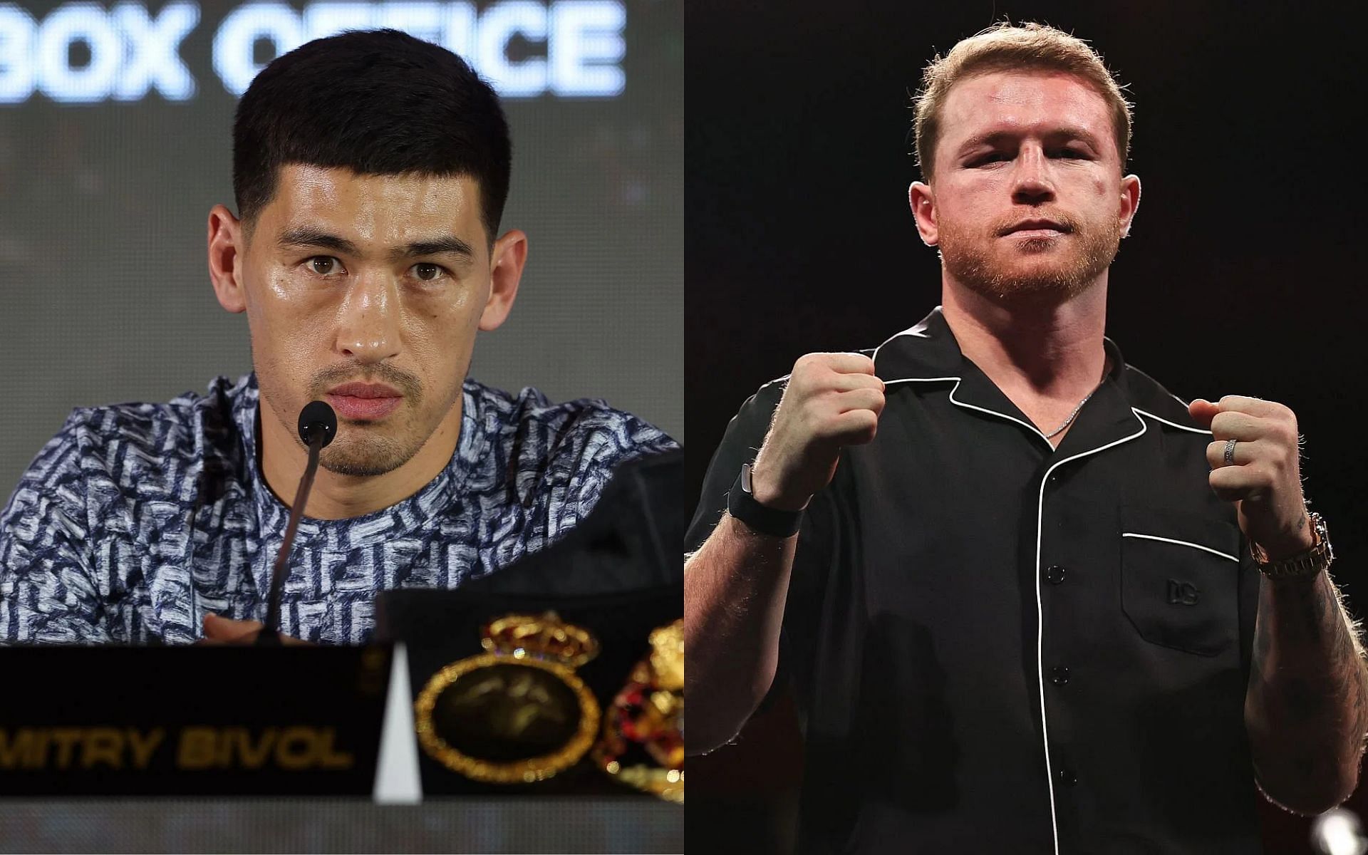 Dmitry Bivol (left) skeptical of potential rematch with Canelo Alvarez (right) [Images courtesy: Getty Images]