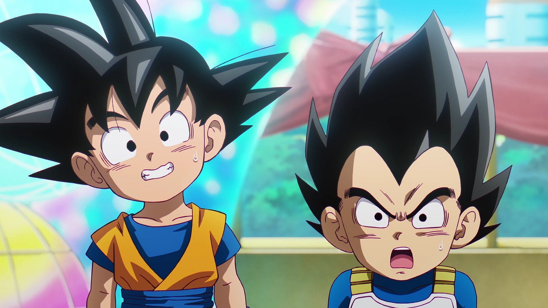 Goku en Vegeta als kinderen (afbeelding via Toei Animation).