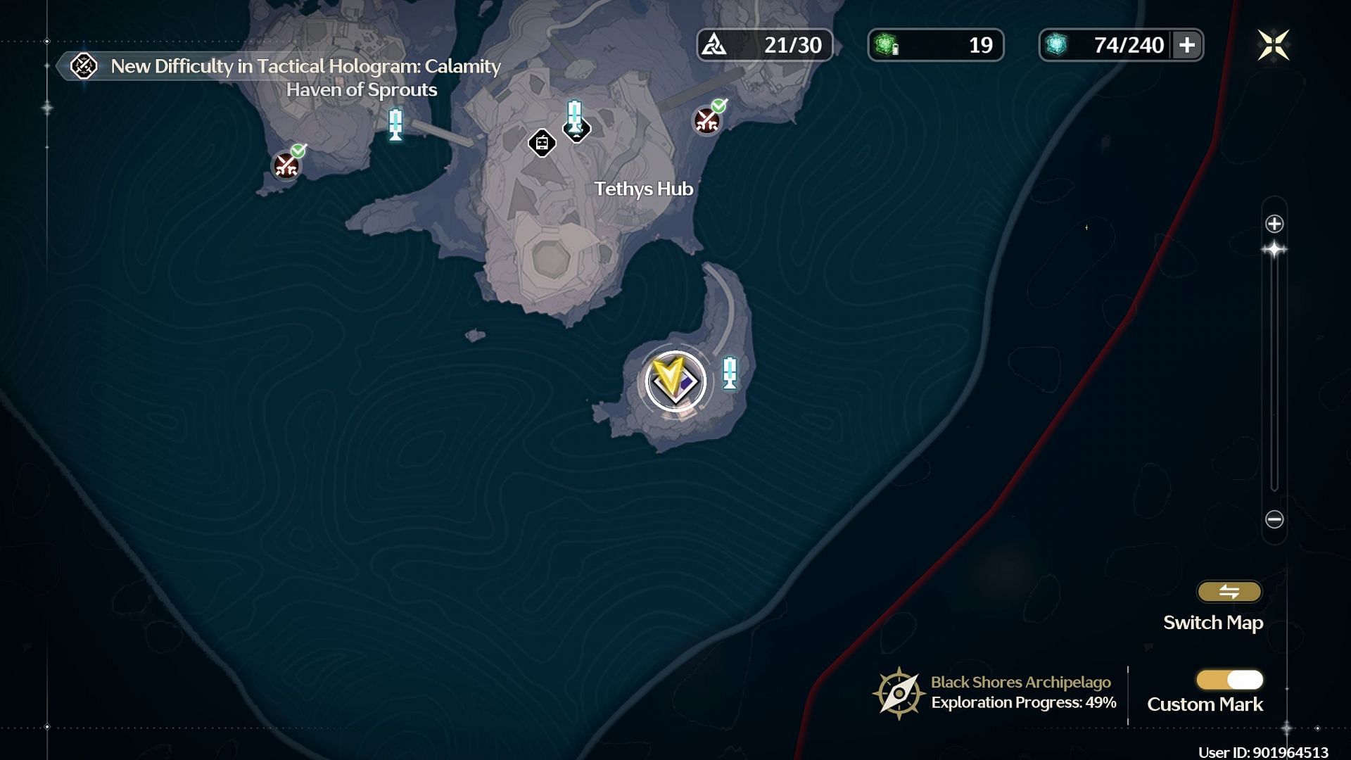 The enemy&#039;s location on the map of Black Shores (Image via Kuro Games)