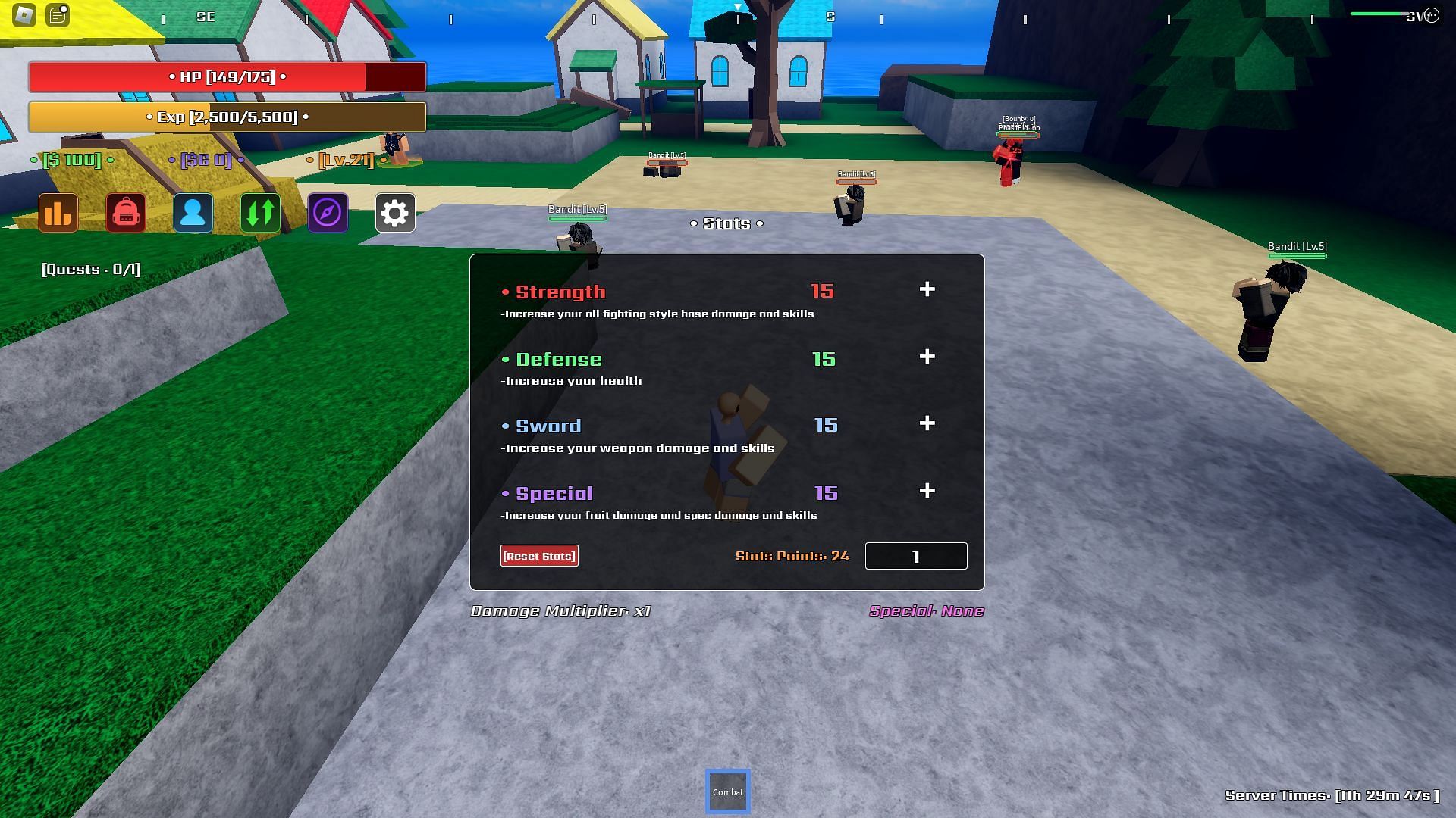 The stat point menu in Verse Piece (Image via Roblox)