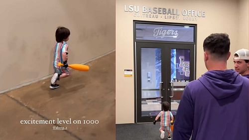 Reagan Bregman showing how much her son Knox is enjoying his time with a plastic baseball bat Instagram/reaganelizabeth