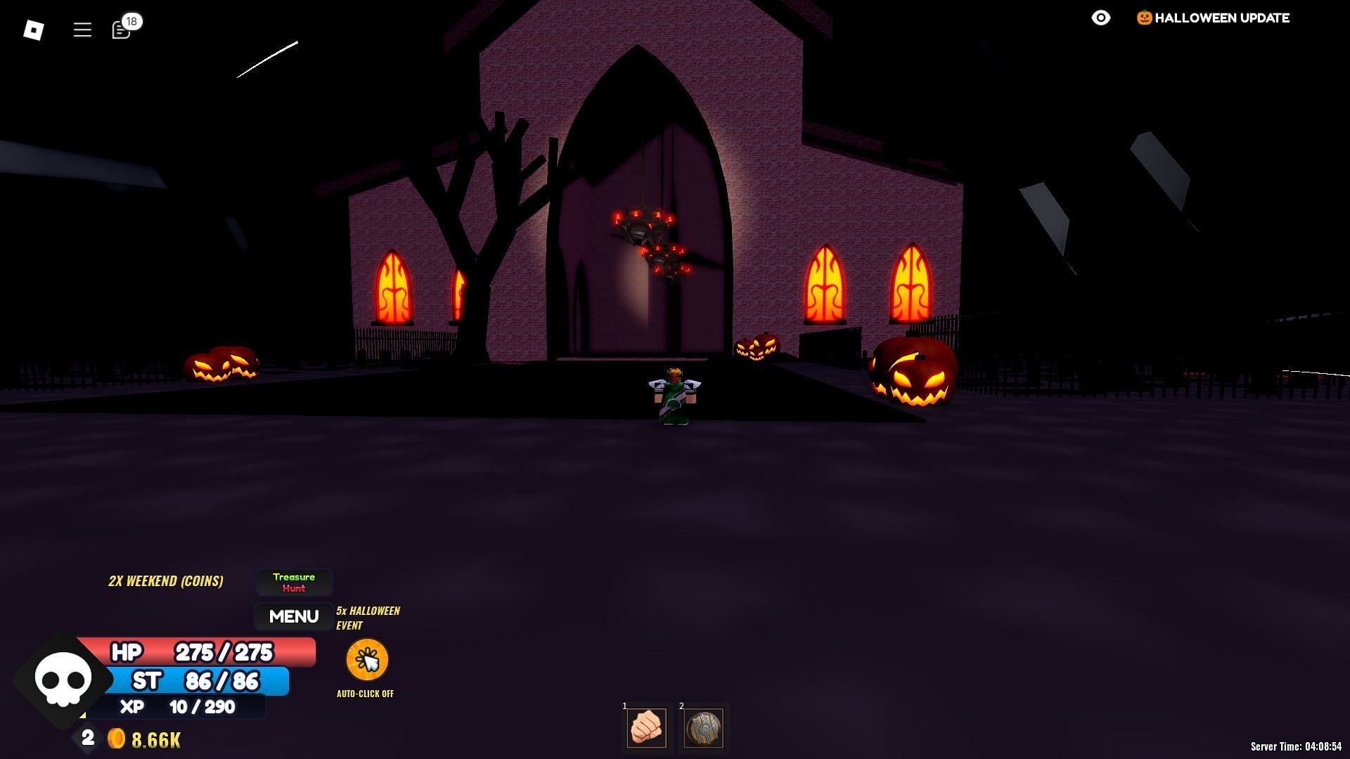 The mysterious church on the Halloween Island (Image via Roblox)