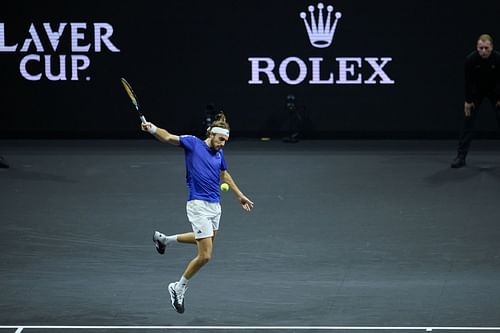 Stefanos Tsitsipas in action at the 2024 Laver Cup (Picture: Getty)