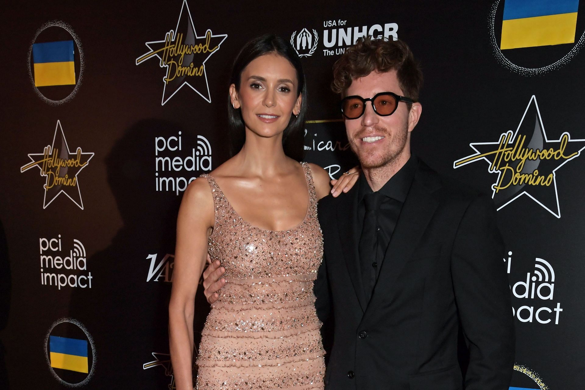 Shaun White and Nina Dobrev at the Hollywood Domino and PCI Media Impact Present &quot;With Love For Peace Gala&quot; For Ukraine Refugees (Image via Getty)