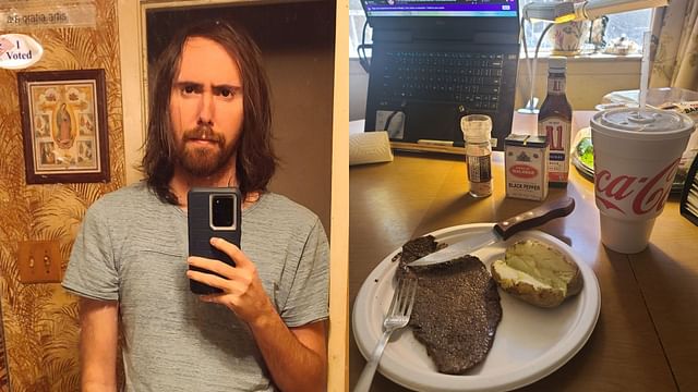 Asmongold recently shared a photo of his meal on X (Image via asmongold/Instagram and Asmongold/X)