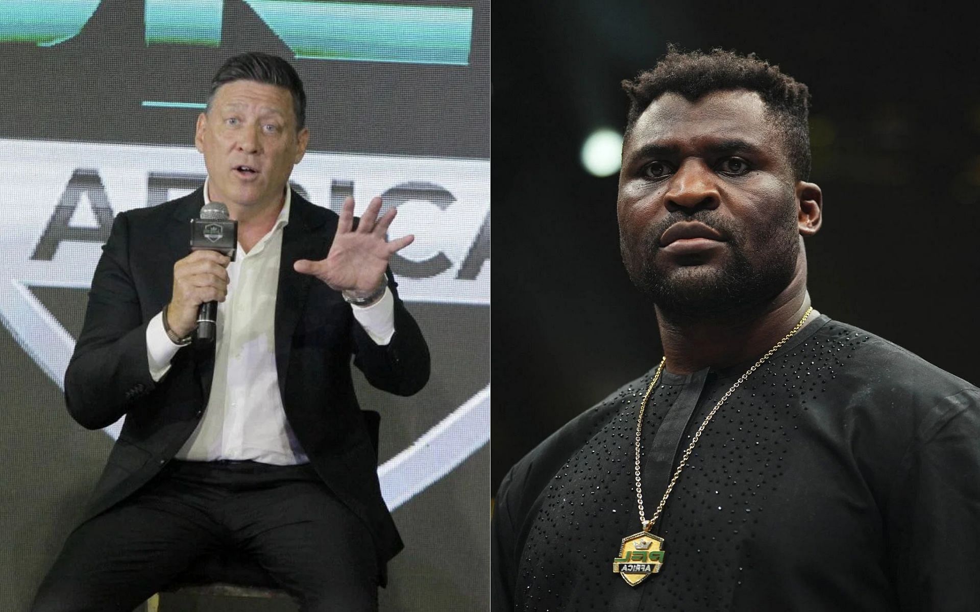 Peter Murray (left) speaks about Francis Ngannou (right) [Image courtesy: Getty]