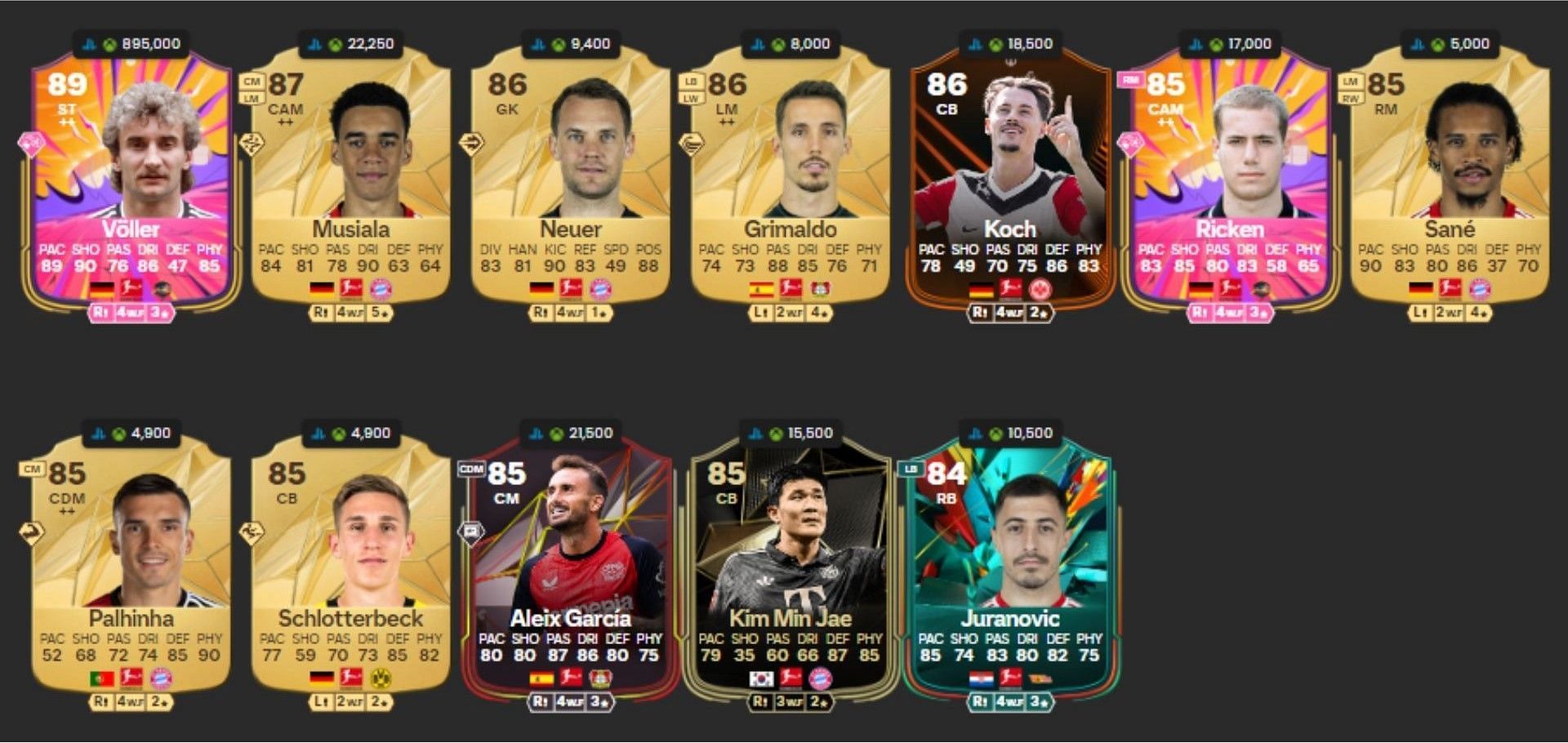 The reserve squad of Bundesliga in EA FC 25 Ultimate Team (Image via EA Sports || FUTBIN)