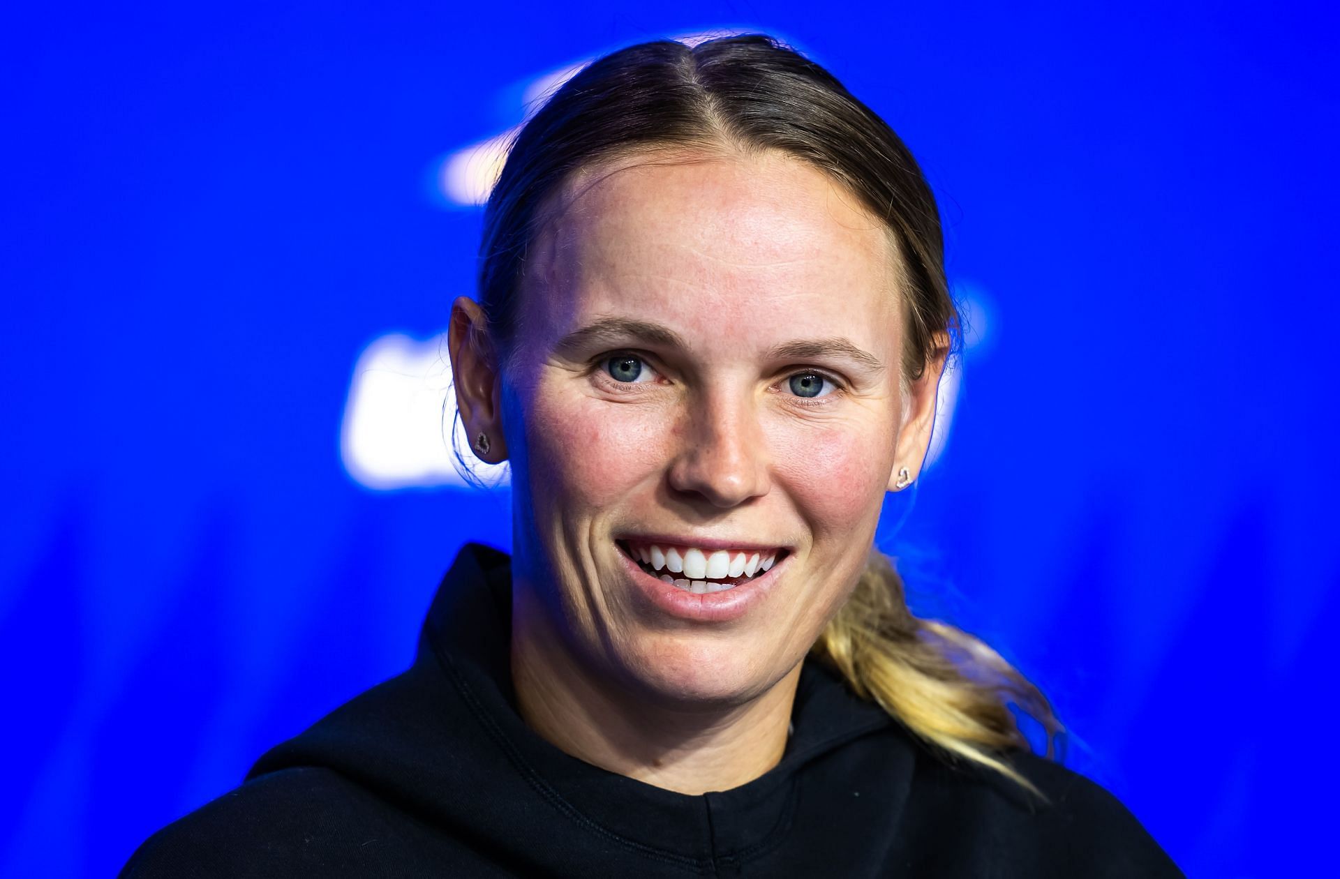 Wozniacki during a press conference at the US Open : Source: Getty